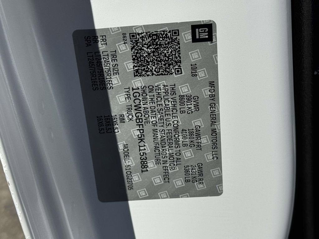 2019 Chevrolet Express Cargo 2500 VAN RWD 2500 155"