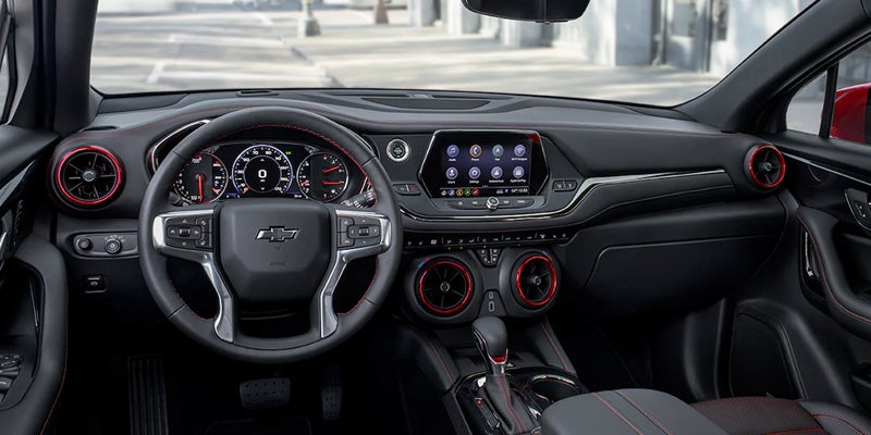 Image of the full dashboard view of 2022 Chevrolet Blazer parked on the road